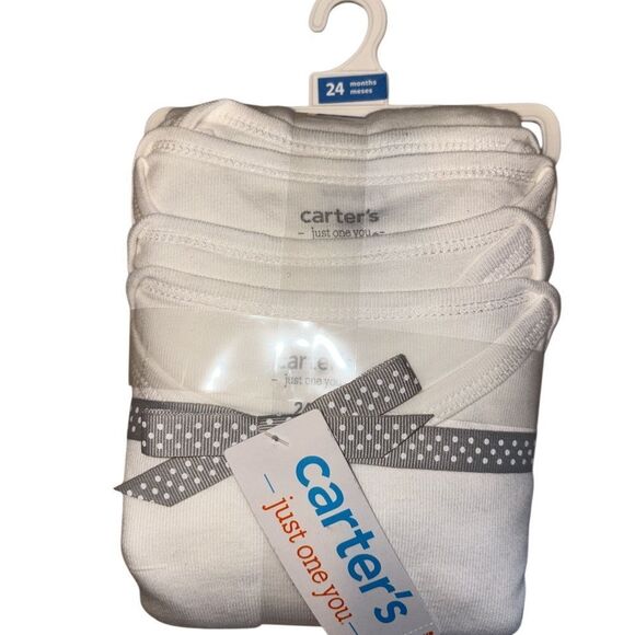 Nwt carters 24m 4 pack white short sleeve onesies - Picture 1 of 1